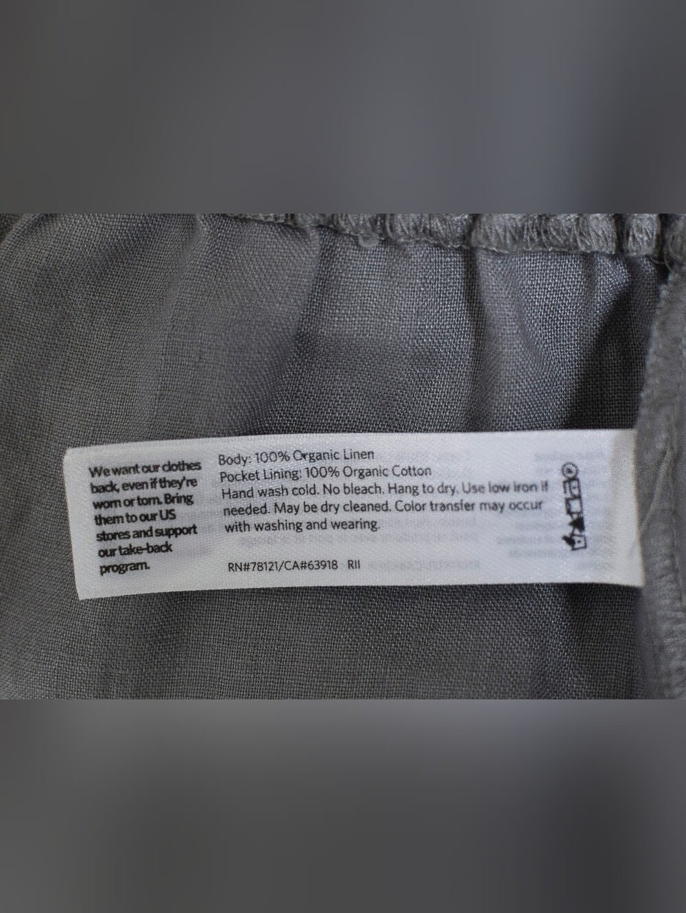 Eileen Fisher Organic Linen Wide Leg Pants Gray Size S Elastic Waist Summer - Picture 8 of 8